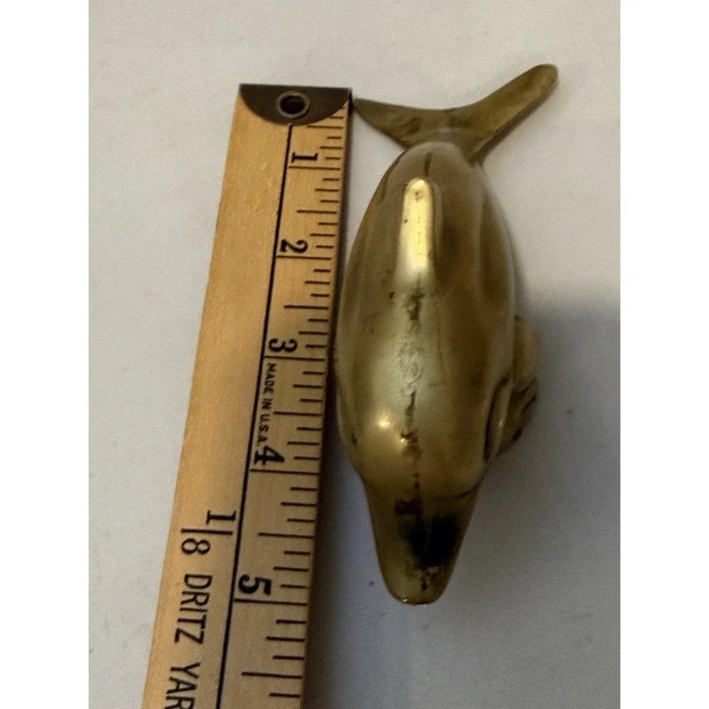 Vintage Solid Brass Dolphin figurine 5